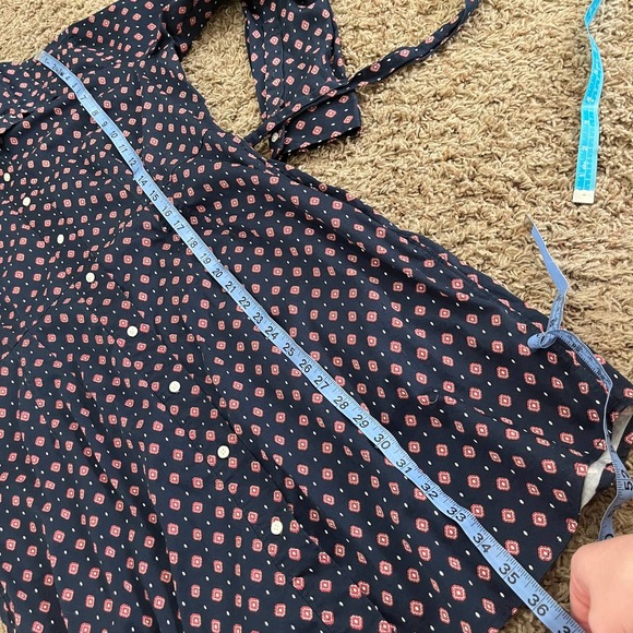 UNTUCKit Dark Blue and Coral Dot Long Sleeve Dress - Picture 7 of 7